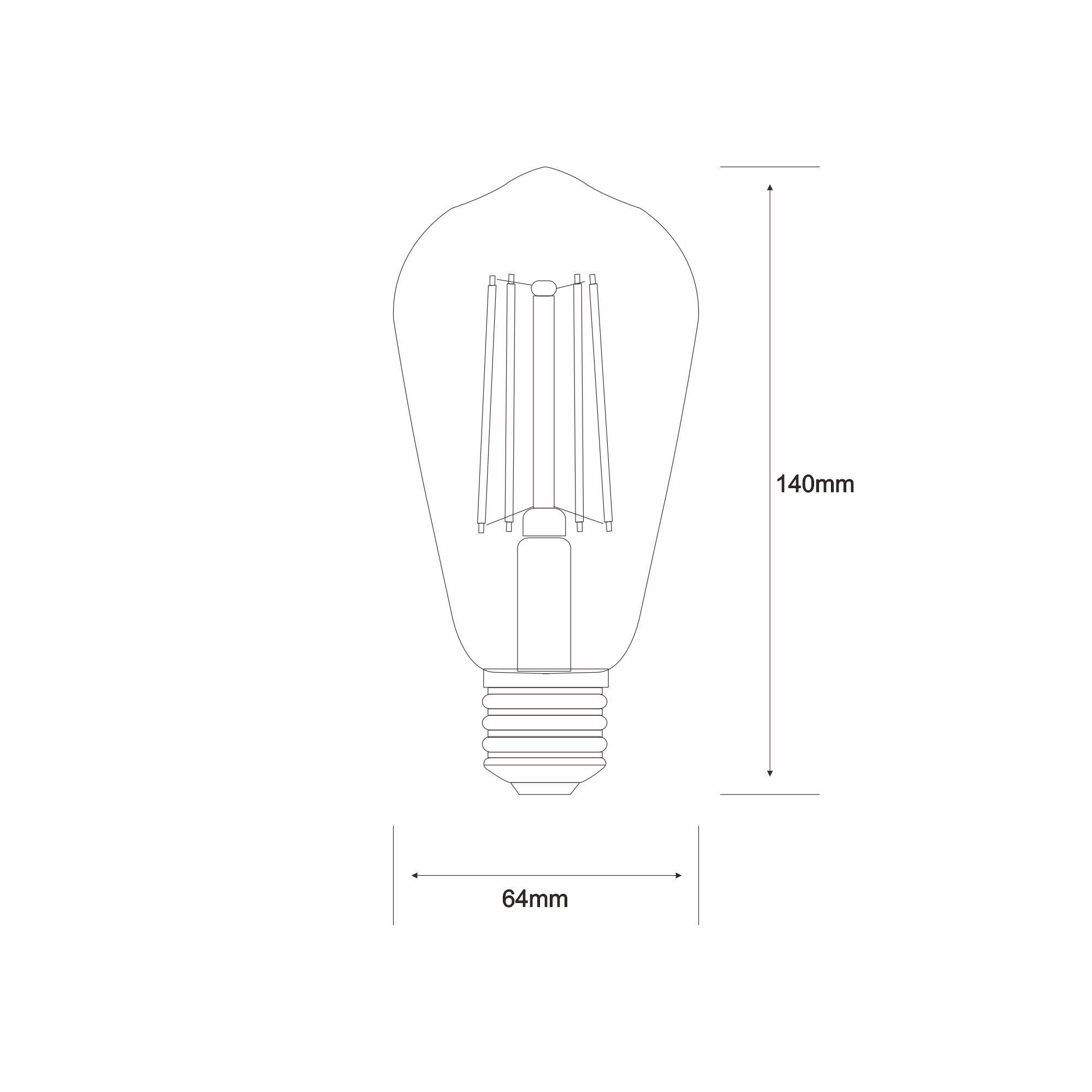 4300452  Classic Style LED Tradition Tip/S ST64 E27 Dimmable 6.5W 2100K Extra Warm White Gold Ripple Glass